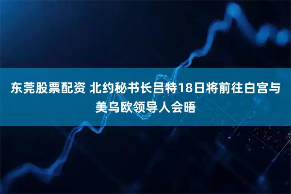 东莞股票配资 北约秘书长吕特18日将前往白宫与美乌欧领导人会晤